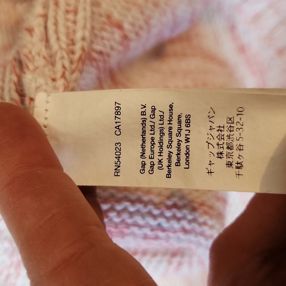 GAP marled pink 100% cotton sweater hi low red coral white size XL comfy baggy - Picture 13 of 15